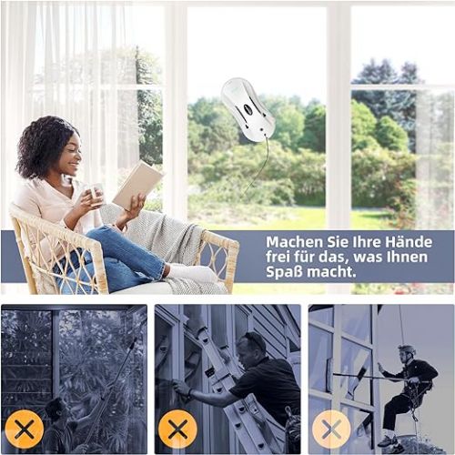  AlfaBot X7 Window Cleaning Robot, Electric Window Cleaning Robot with Remote Control, Window Cleaner with Water Tank for Cleaning All Smooth Surfaces, Automatic Two-Way Spraying