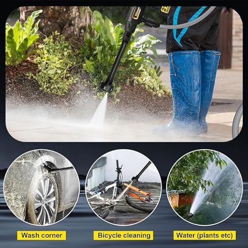  Akku Hochdruckreiniger, Gisam Pressure Washer Max 35Bar, Druckreiniger Mobiler mit 2x4.0Ah Batterien, 6-in-1-Multifunktionsduse, 180° Drehbare Duse, Schaumspruher, 5M Schlauch | Reinigung Bewasserung