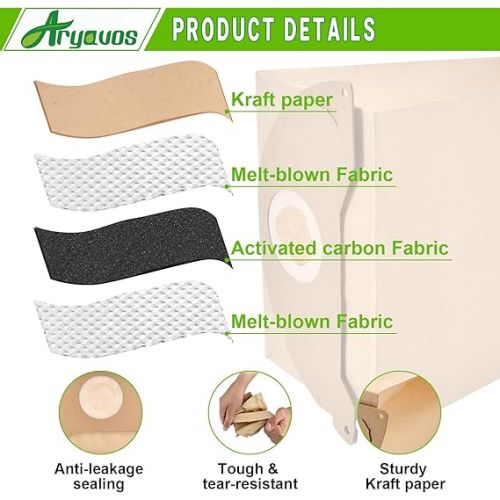  Aryavos Pack of 10 WD 2 Bags for Karcher 6.904-322.0 Paper Filter Bags, Vacuum Cleaner Bags for Karcher WD2 Premium MV2, WD2.200 to WD2.550 A2004 A2054 A2099 Paper Filter Bags Dust Bags