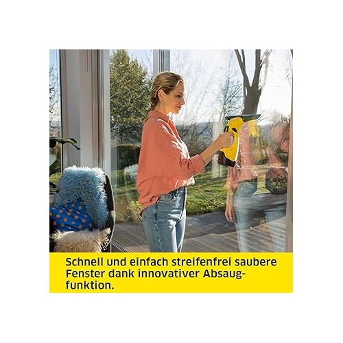  Karcher battery window vacuum WV 5 Premium (battery life: 35 min, removable battery, 2 suction nozzles - narrow / wide, spray bottle with microfiber cover, window cleaner concentrate 20 ml)