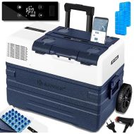 KESSER® Compressor Cool Box Electric Freezer Box 42 Litres with App Control USB Port 12/24 V 230 V, Telescopic Rod Wheels Fridge Cooling up to -20 °C for Car, Truck, Boat, Motorhome, Camping