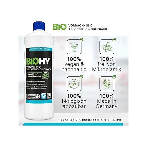  BiOHY Vordach- und Terrassenreiniger (6 x 1 Liter) | Bio Konzentrat fur Glasdacher, Kunststoffdacher, Wintergarten | Nachhaltige Reinigung & Pflege | Hohe Wirksamkeit und strahlender Glanz