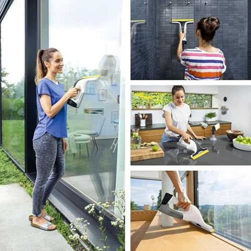  Karcher WV 6 Plus Window Vacuum Cleaner White (Including Accessories, 100 min Battery Life, Window Cleaner for Windows, Tiles, Showers and Showcases) (Including 1x Glass Cleaner RM 500)