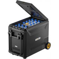 BougeRV Aspen 40 PRO Compressor Cool Box with Double Zone, 41 Litre Car Cool Box (-20℃~20℃), 12/24V &110-240V Portable Fridge with Wheels, 12V Refrigerator, for Car, Truck, Camping, Travel