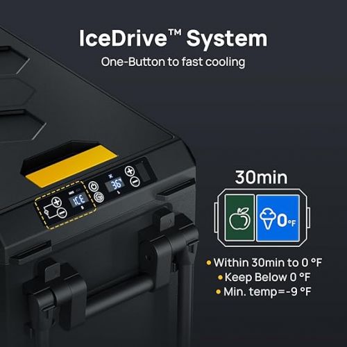  BougeRV Aspen 40 PRO Compressor Cool Box with Double Zone, 41 Litre Car Cool Box (-20℃~20℃), 12/24V &110-240V Portable Fridge with Wheels, 12V Refrigerator, for Car, Truck, Camping, Travel