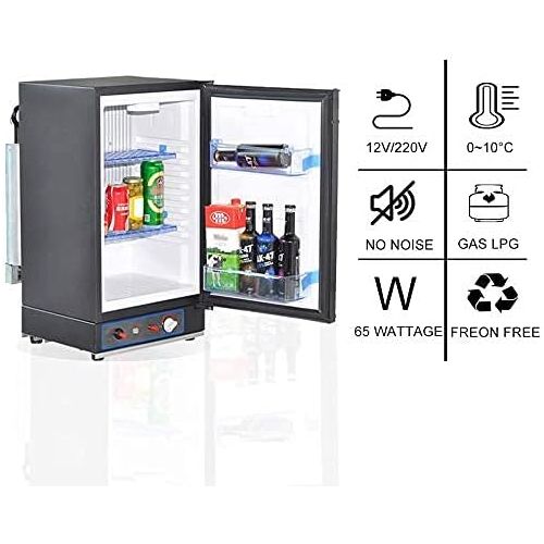  SMAD Compact 3-Way Fridge without Freezer - Silent Mini Fridge for Campervan Caravan Lesiure Motorhome Black, 40l, Black