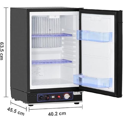  SMAD Compact 3-Way Fridge without Freezer - Silent Mini Fridge for Campervan Caravan Lesiure Motorhome Black, 40l, Black