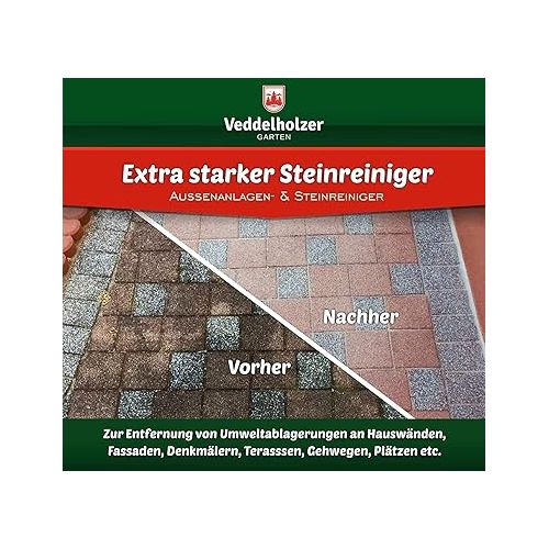  Veddelholzer Stone Cleaner 5 Litre Concentrate with Long-Lasting Effect Quality from Germany Green Growth Remover Outdoor Plant Cleaner Paths Joints without Glyphosate Weed Killer Paving Stones