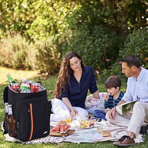  23L Cool Backpack - Large Cool Bag Picnic Backpack Waterproof Backpack Ultralight Backpacks Men Women for Camping, BBQ, Hiking, Picnic Black