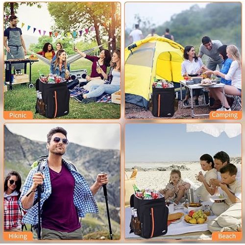  23L Cool Backpack - Large Cool Bag Picnic Backpack Waterproof Backpack Ultralight Backpacks Men Women for Camping, BBQ, Hiking, Picnic Black