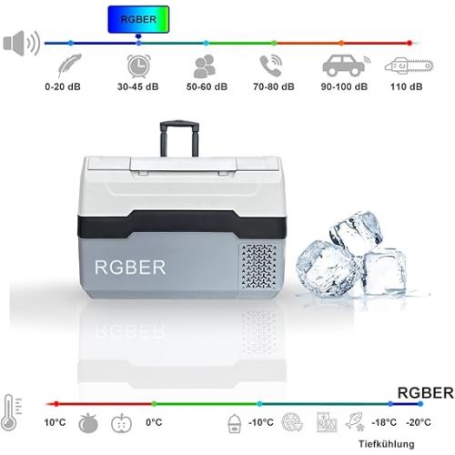  RGBer® Car Cool Box, Compressor Cool Box, 2-in-1 Double Zone Fridge & Freezer, 12/24 V 230 V Cooling up to -20 °C for Car, Truck, Camping