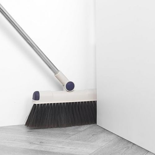  Beldray LA030216FEU7 Deep Clean Long Handle Dustpan and Brush Set - Multi Surface Floor Sweeper, Integrated Broom Comb and Swivel Head, Scratch-Free Soft Bristles, for All Hard Floors