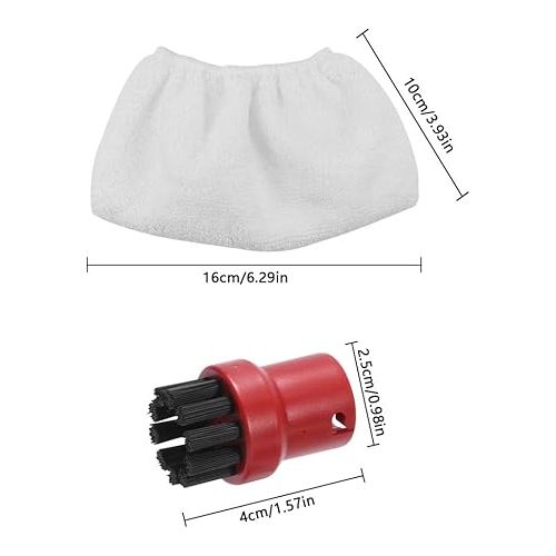  TXErfolg 7 pieces accessories for Karcher steam cleaner, 6 microfibre cloth set and 1 red round brush, suitable for Karcher steam cleaner, EasyFix SC1 SC2 SC3 SC4 SC5 Karcher steam cleaner spare parts