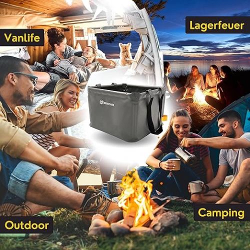  BERGTIGER® 500D Tarpaulin, Folding Bowl Camping 18 L / 21 L with Extra Handle, Foldable Outdoor Washing Bowl & Washing Tub, Foldable Washing Bowl for Washing, Robust Camping Accessories