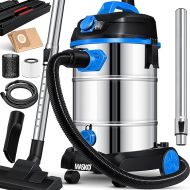 Masko® industrial vacuum cleaner, 1800 W, with socket, blow function, multi-purpose vacuum cleaner, dry and wet suction, industrial vacuum cleaner with and without bags, water vacuum cleaner, bagless, blue