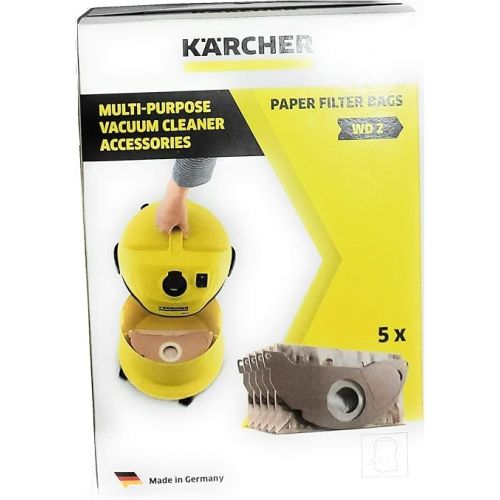  Karcher - 5 x Filter Paper Bags for Water and Dust Vacuum Cleaner - Compatible with: A2000 to A2099 and WD2.000 to WD2.399 - Ref 6.904 - 322.0, 69043220