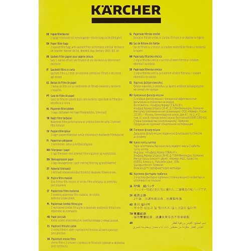  Karcher - 5 x Filter Paper Bags for Water and Dust Vacuum Cleaner - Compatible with: A2000 to A2099 and WD2.000 to WD2.399 - Ref 6.904 - 322.0, 69043220