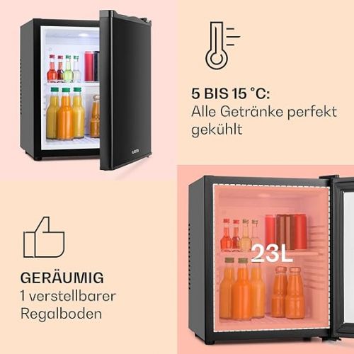  Klarstein MKS Mini Fridge Drinks Refrigerator Sleek Edition Free Standing Energy Class A 30dB Quiet Compact, Black