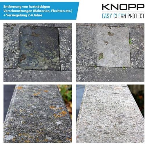  Knopp Lichen Remover, Flechtenex, Patio Cleaner, Paving Stone Cleaner, Green Growth Remover, Algae Remover, Algae Killer, Stone Cleaner, Ready to Use, 10 ll