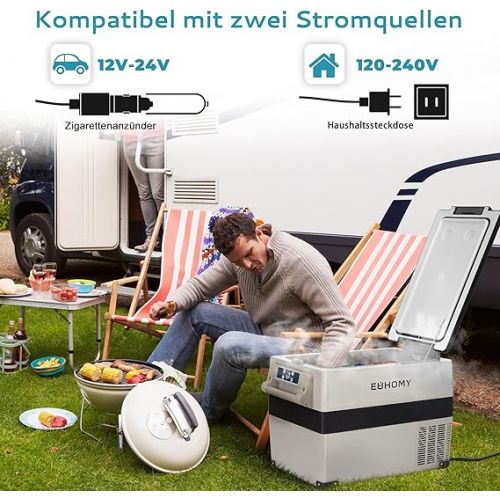  EUHOMY 12 V Compressor Cool Box 45 L, Cool Box Car Compressor with App Controlled, 12 V/240 V Fridge -20 °C to 20 °C, Portable Fridge for Camping, Travel, Trucks