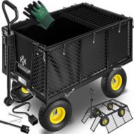 KESSER® hand cart, 550 kg load-bearing capacity, transport trolley, garden trolley, removable tarpaulin, tool trolley, hand trolley, versatile, black