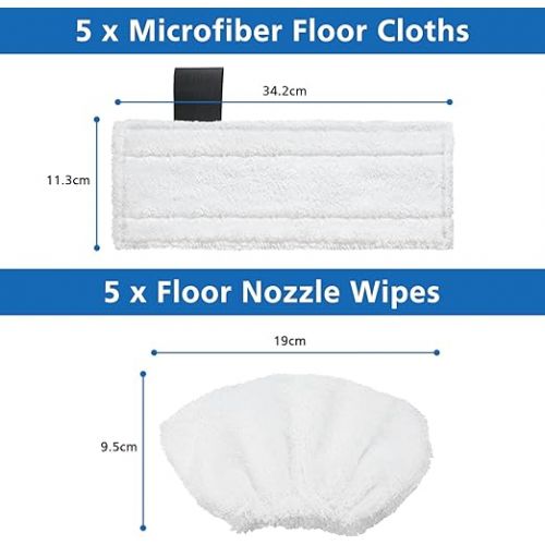  Sunnila Microfibre Cloth Set Washable 5 Floor Nozzles + 5 Hand Nozzles Microfibre Cloth for Karcher Steam Cleaner EasyFix SC1, SC2, SC3, SC4, SC5, Pack of 10