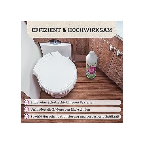  awiwa Flush Camping Toilet Additive for Flush Water Tank (1.0 L) - Microbiological Flush Water Additive Camping Toilet - Highly Effective Concentrate for Hygienic Cleanliness & Lasting Fragrance