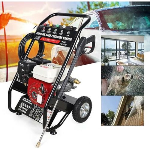  Petrol Pressure Washer Petrol Engine Steam Jet 170-190 Bar Adjustable Pressure Washer for Cars Farms