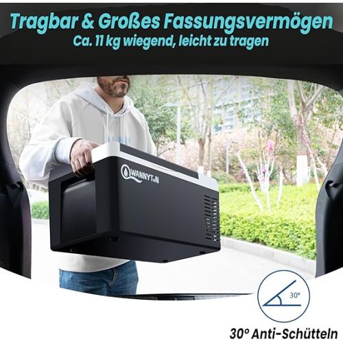  WANNYTON Kompressor Kuhlbox 18 Liter, Kuhlbox elektrisch 12 V 240 V, Camping Kuhlschrank mit Speicherfunktion, mit USB-Anschluss Getrankehaltern, tragbare Gefrierbox fur Auto Zuhause