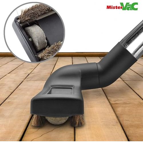  MisterVac Vacuum Cleaner Nozzle Floor Nozzle Parquet Nozzle Horsehair Nozzle + 2 Free Felt Rollers, Compatible with Karcher VC3 1.198-125.0