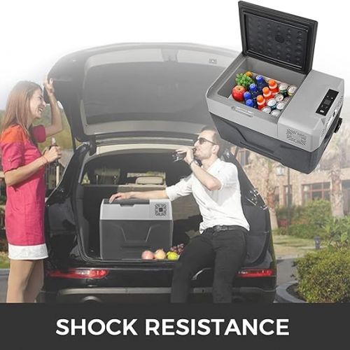  VEVOR Car Fridge Compressor Cool Box Stainless Steel Holiday Insulated Box Mini Fridge Cool Box Car and Socket (30L)