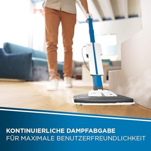  Polti Vaporetto SV620_Style Steam Mop with Integrated Hand Cleaner, Floor and Carpet Cleaning, with Extra Steam Function, 15 Accessories, Vertical Parking Position, Blue