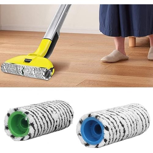  Hard Floor Cleaner Roller Microfiber Rotation Wet and Dry Dual Use Efficient Cleaning Washable Brush Roller Set for Karcher FC3 FC3D FC5 FC5D FC7 (Black)