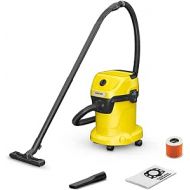 Karcher WD 3 V-17/4/20 Wet/Dry Vacuum Cleaner with Cartridge Filter, Fleece Filter Bag, 1000 W, Plastic Container: 17 L, Suction Hose: 2 m and Hose Storage, Blow Function, Floor and Crevice Nozzle