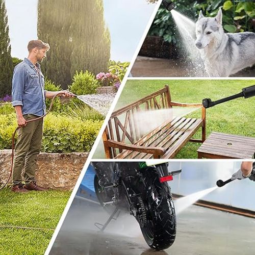  Gisam Battery Pressure Washer, Max 507 PSI High Pressure Washer, with 2 x 3000mA Batteries, Foam Sprayer, 6-in-1 Multifunctional Nozzle and 180° Rotating Nozzle for Cleaning and Watering