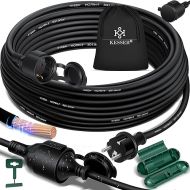 KESSER® Extension Cable 15 m with Protective Cap Outdoor - for Indoor Outdoor Use - Extension Power Cable - 230 V IP44 - with Schuko Plug - Protective Contact, Construction Site Cable, Earthing Contact Plug