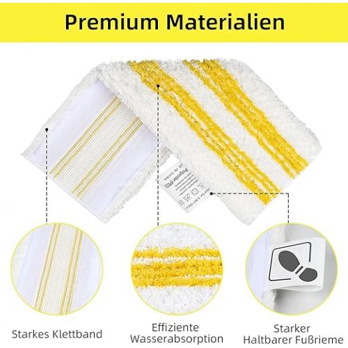  NIXOOT 6 Stuck Bodentucher Ersatzteile fur Karcher Dampfreiniger SC 1 SC 2 SC 3 SC 4 SC 5 SI 4 EasyFix, Dampf Bodentuchset zersetzt Schmutz kraftvoll, Waschbar Mikrofaserbezug fur Alle Boden（Gelb）