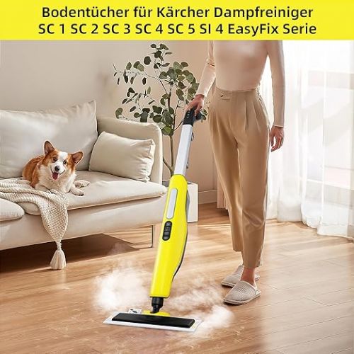  NIXOOT 6 Stuck Bodentucher Ersatzteile fur Karcher Dampfreiniger SC 1 SC 2 SC 3 SC 4 SC 5 SI 4 EasyFix, Dampf Bodentuchset zersetzt Schmutz kraftvoll, Waschbar Mikrofaserbezug fur Alle Boden（Gelb）