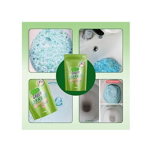  Green Tornado - Active-Power Foam | Toilet Cleaner with Active Oxygen - Foam Cleaner, Drain Cleaner and Pipe Cleaner - Drain Unblocker - Ideal for Bathtub, Sink, Shower, Kitchen, Bathroom, Toilet 1 kg 1000.00