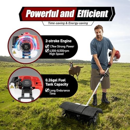  Sweeper Snow Shovel Petrol Motor Broom Snow Blower 52CC Hand Sweeper Sweeping Machine Sweeping Broom 1.7kW / 2.3HP