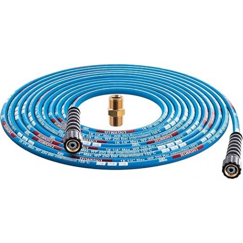  Pressure Washer Hose Pipe - Karcher Extension Hose Replacement - 250bar DN6 Professional M22x1.5 High Pressure Hose for Karcher HD HDS - Blue - 20m Hose