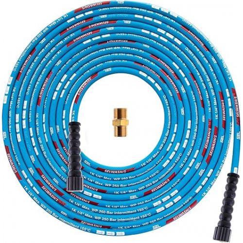  Pressure Washer Hose Pipe - Karcher Extension Hose Replacement - 250bar DN6 Professional M22x1.5 High Pressure Hose for Karcher HD HDS - Blue - 20m Hose