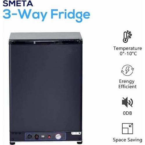  SMETA Gas Camping Fridge 12 V 230 V, 60 L, Gas Fridge Camping, Motorhome Fridge 12 V, Fridge Gas 60 L, Reversible Door for Camping, Motorhome, Truck, Van, Garage, Cottage, Travel