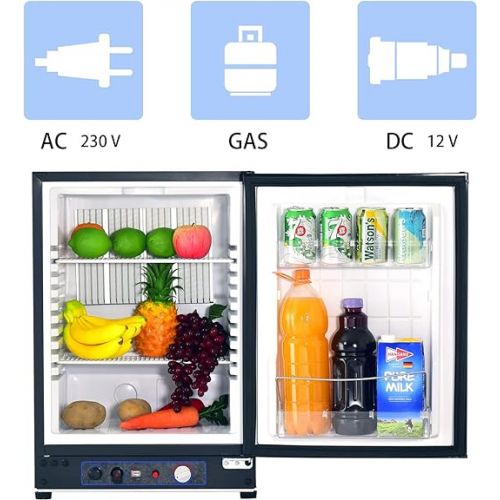  SMETA Gas Camping Fridge 12 V 230 V, 60 L, Gas Fridge Camping, Motorhome Fridge 12 V, Fridge Gas 60 L, Reversible Door for Camping, Motorhome, Truck, Van, Garage, Cottage, Travel