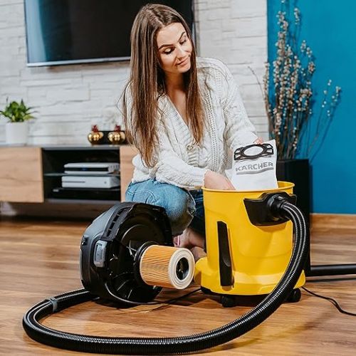  Karcher KWD 3V-17/4/20 BRUSH KIT EU Industrial Vacuum Cleaner Multi-Purpose Vacuum Cleaner Wet and Dry Vacuum Cleaner, Blow Function, Power: 1400 W, Plastic Container: 17 L, Yellow