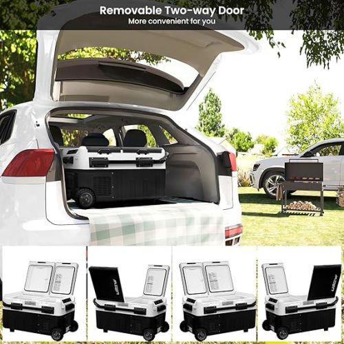  WOLTU Kompressor Kuhlbox elektrisch, 30 L Dual Zone, mit App-Steuerung USB-Anschluss, Gefrierbox 12 V/24 V, Mini Kuhlschrank Auto Lkw Boot Reisemobil Camping, Schwarz Weiß