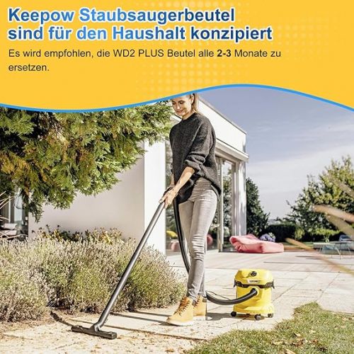  KEEPOW Vacuum Cleaner Bags for Karcher WD 2 Plus, WD 3S, Pack of 6 for Karcher KWD 1, KWD2, KWD3, MV3, SE4001, SE4002 Filter Bags