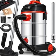 Masko® industrial vacuum cleaner, 1800 W, with socket, blow function, multi-purpose vacuum cleaner, dry and wet suction, industrial vacuum cleaner with and without bags, water vacuum cleaner, bagless, red