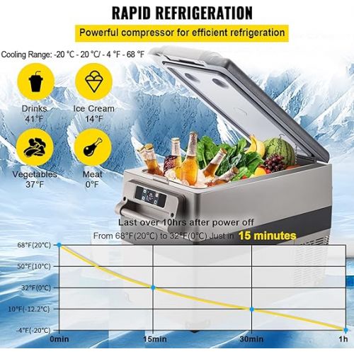  VEVOR Compressor Cool Box Car Fridge 45L Portable Fridge Small Freezer for Boat Truck Car Camping