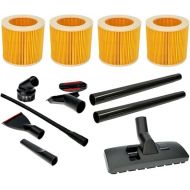 Wessper Replacement Parts Set for Karcher WD 3 Premium 1.629-841.0 Vacuum Cleaner, 5 x Vacuum Attachments, 1 x Switchable Dry Suction Nozzle 35 mm, 4 x Cartridge Filters 2 x Suction Tube